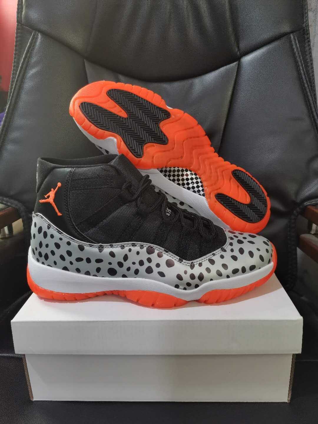 2020 Air Jordan 11 Leopard Print Black Orange Shoes